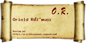 Oriold Rémusz névjegykártya